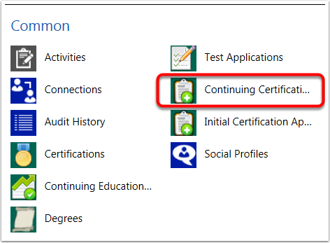 Navigate from Contact Record to "Continuing Certification Applications"