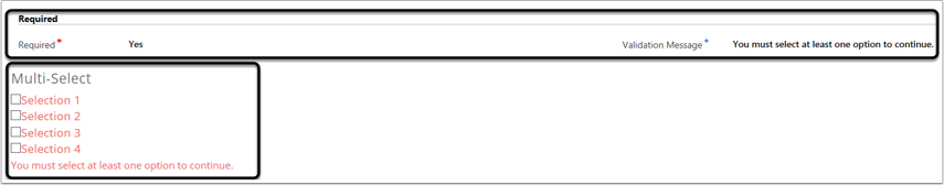 Validation Message for Required Questions
