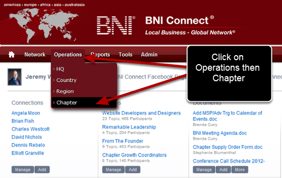 Navigate to the Chapter Operations Menu