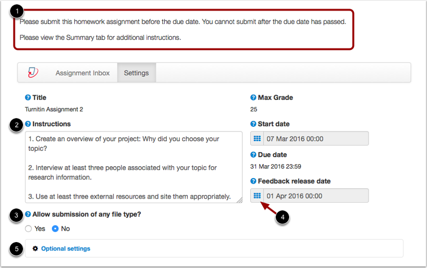 View Turnitin Settings