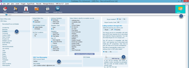 To set up SMS Text Messaging (Admin only)