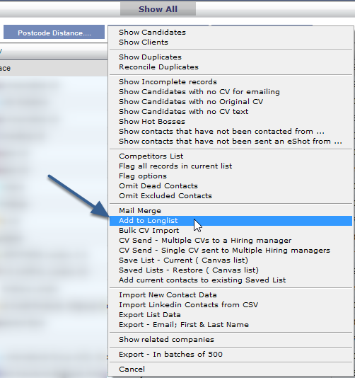 Creating a longlist and shortlist HRS