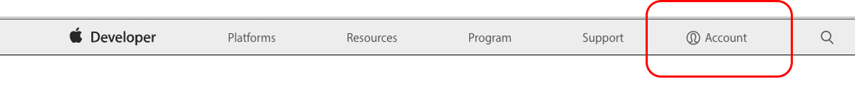 To login into the iOS Developer Console goto <https://developer.apple.com> and click Account at the top