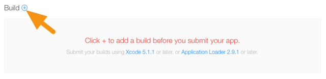 In the "Versions" tab, scroll to the "Build" section and click the "+" icon.