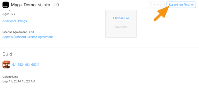 The "Submit for Review" button will then become active.
