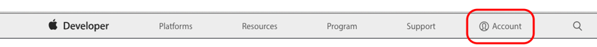 To login into the iOS Developer Console goto <https://developer.apple.com> and click Account at the top