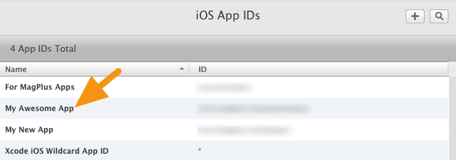 Click on the App ID associated with your app.