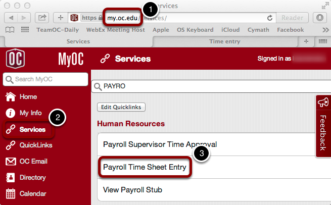 Payroll Time Sheet Entry - MyOC – Oklahoma Christian University