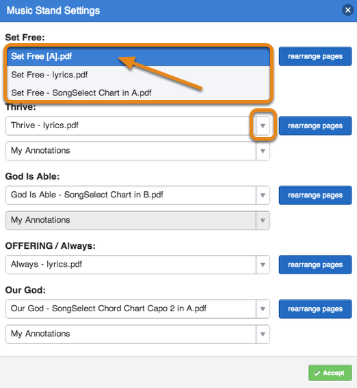 Using  Music Stand Planning Center Services