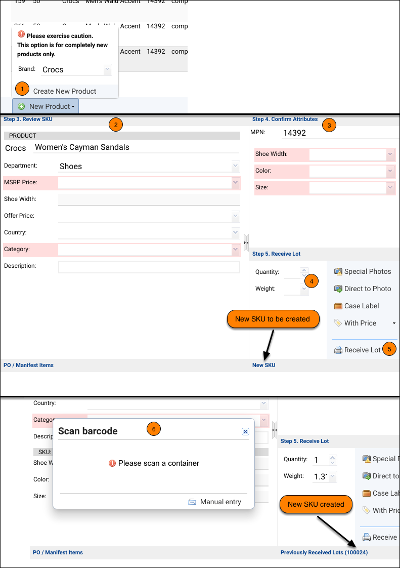 Receive on New SKUs on New Product Families