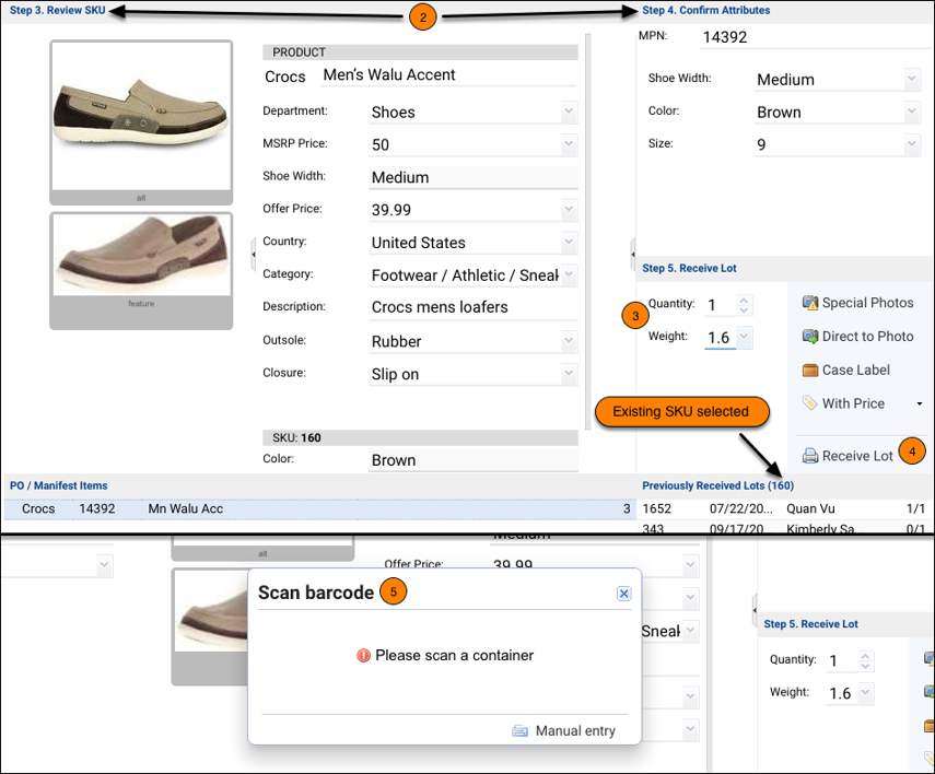 Receive on Existing SKUs