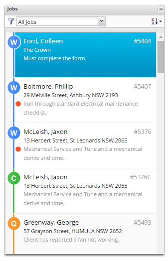 From the Job list, select a job and double-click on it to open