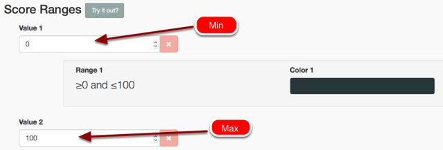 Step 5: Fill out the first score value for this test (the Default score range is set at 0 to 100)