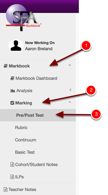 Step 3: Navigate to the Pre/Post Test option in the main menu