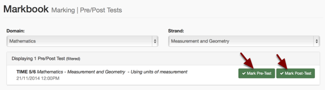 Step 5: Select to mark either the Pre-Test or Post-Test.