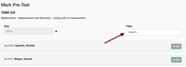 To find a student to mark, you can either scroll down the page and find the student or use the search option to find the student