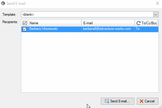 Select a email template