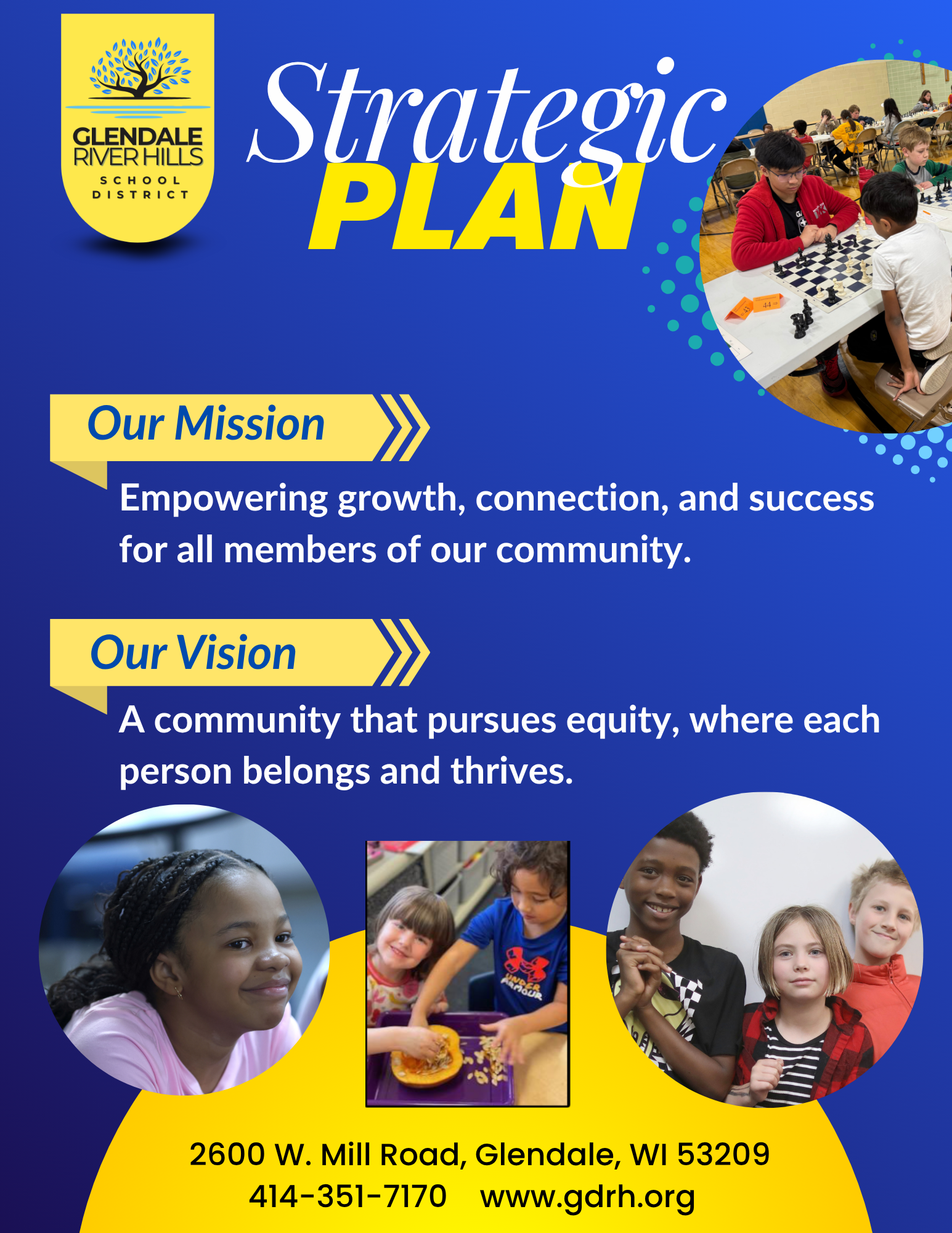 A graphic promoting the Glendale-River Hills School District's Strategic Plan.