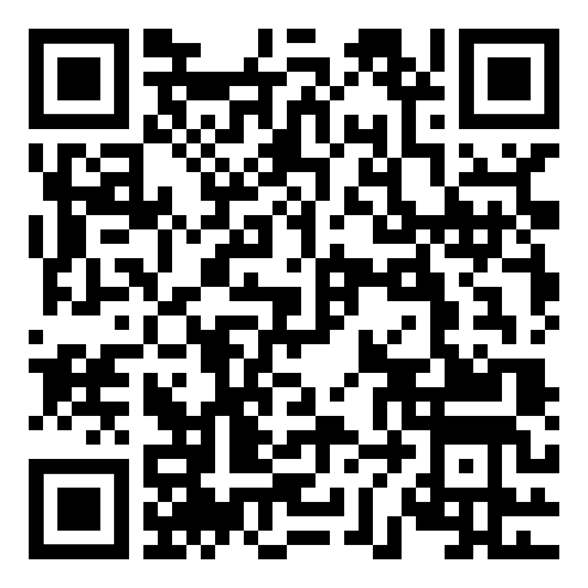 A black and white QR code composed of small, square blocks.
