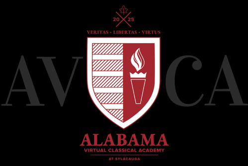 The Avoca Alabama Virtual Classical Academy logo features a shield and torch.
