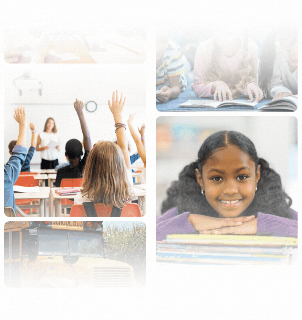 elementary kids in scrolling photo collage