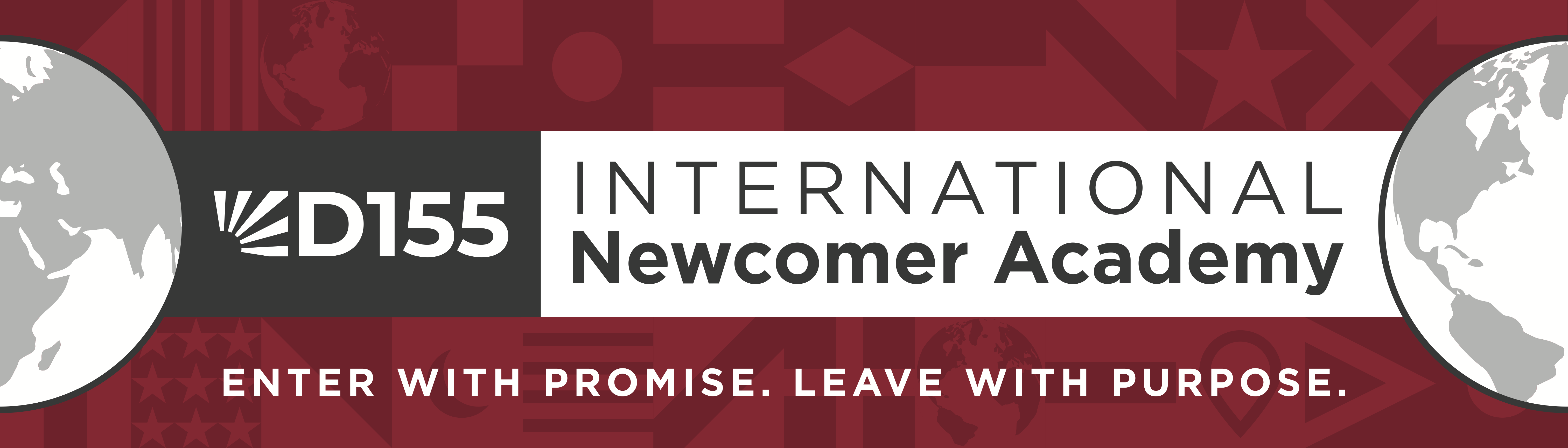 International Newcomer Academy Logo with two globes