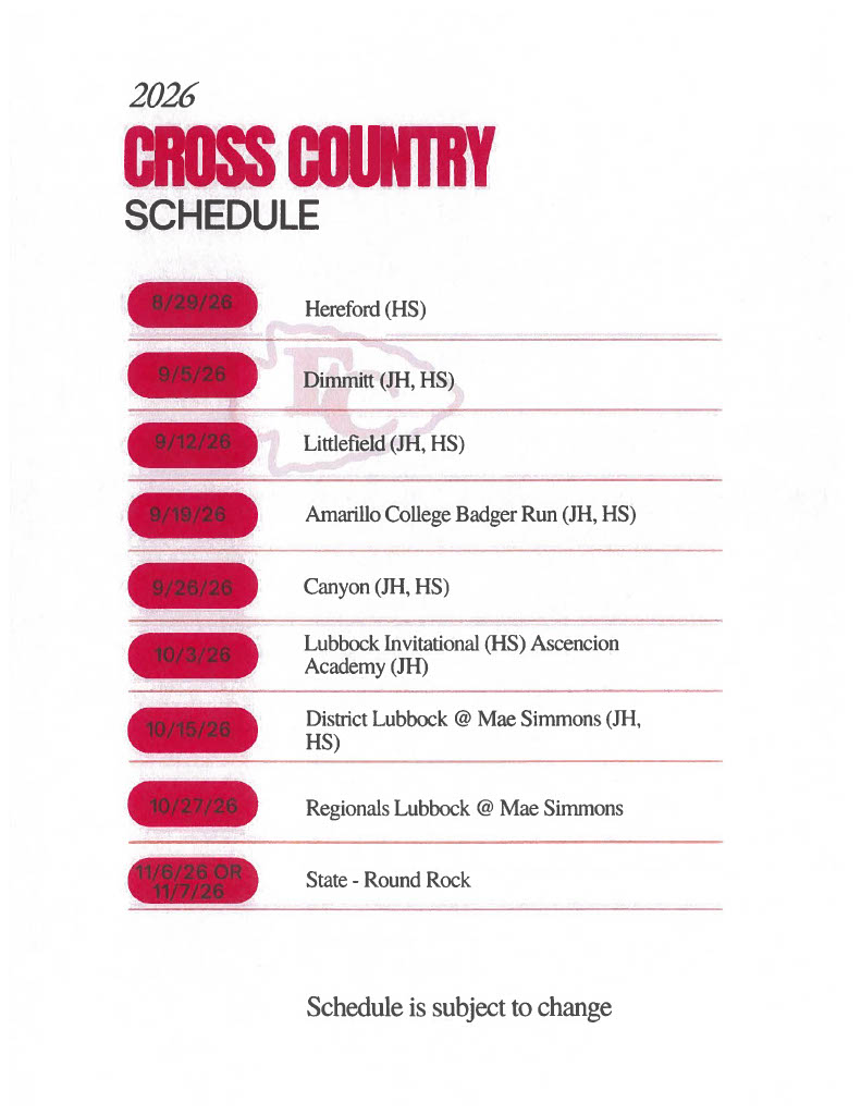 2023 Cross Country Schedule with event details listed.