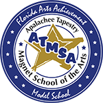 A circular emblem with text reading 'Florida Arts Achievement' and 'Magnet School of the Arts'.