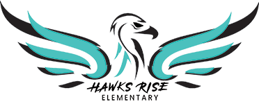 The Hawks Rise Elementary school logo features an eagle with teal wings.