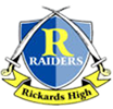Rickards High School logo featuring a shield, crossed swords, and the word 'Raiders'.