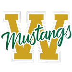 The word 'Mustangs' is written in a cursive font over a large gold 'W'.