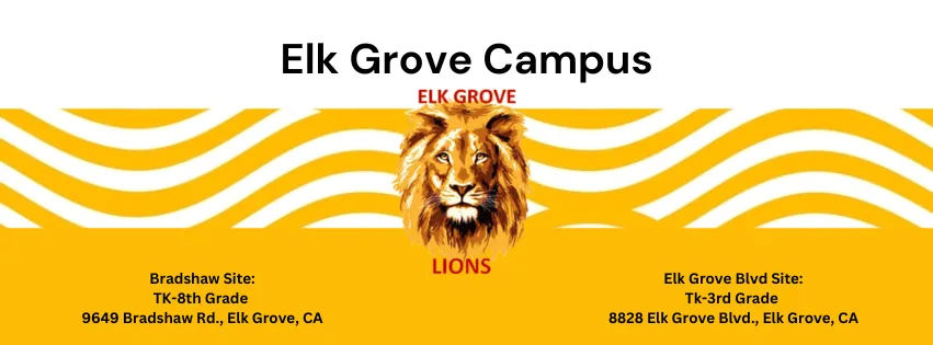 Elk Grove Campus logo featuring a lion's head and text.