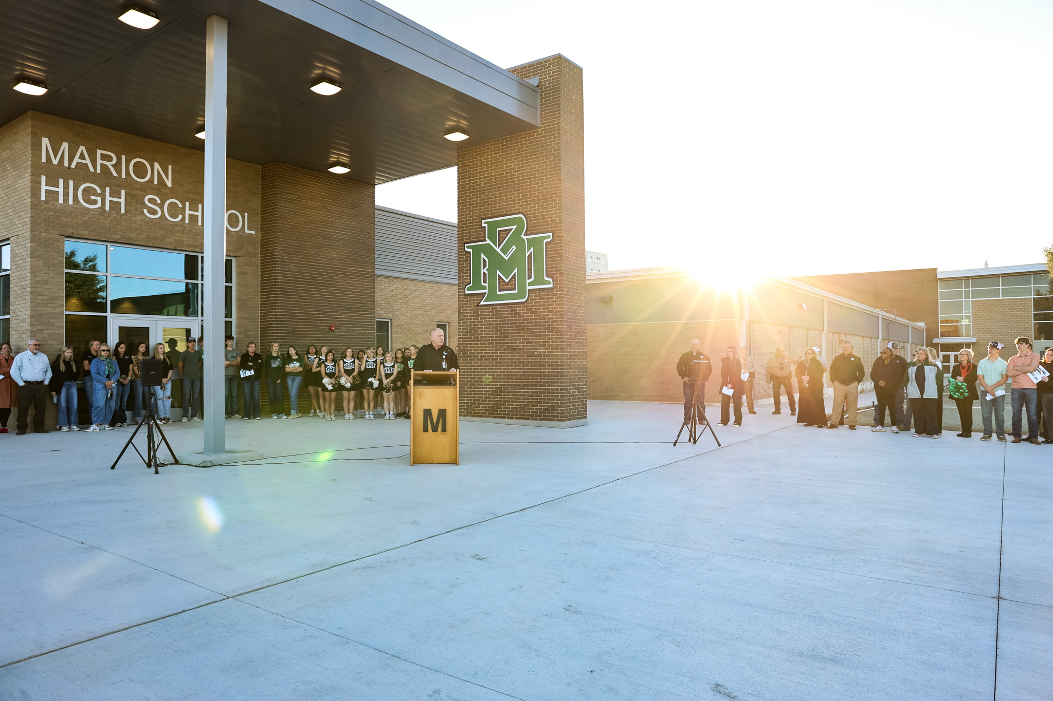 front of high school building
