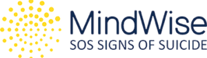 MindWise logo with a yellow burst design and text: SOS Signs of Suicide.