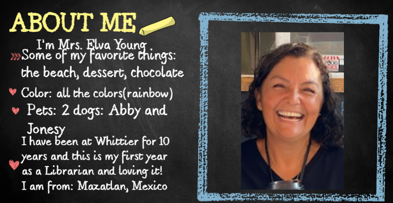 A smiling woman's photo is featured on a 'About Me' slide.