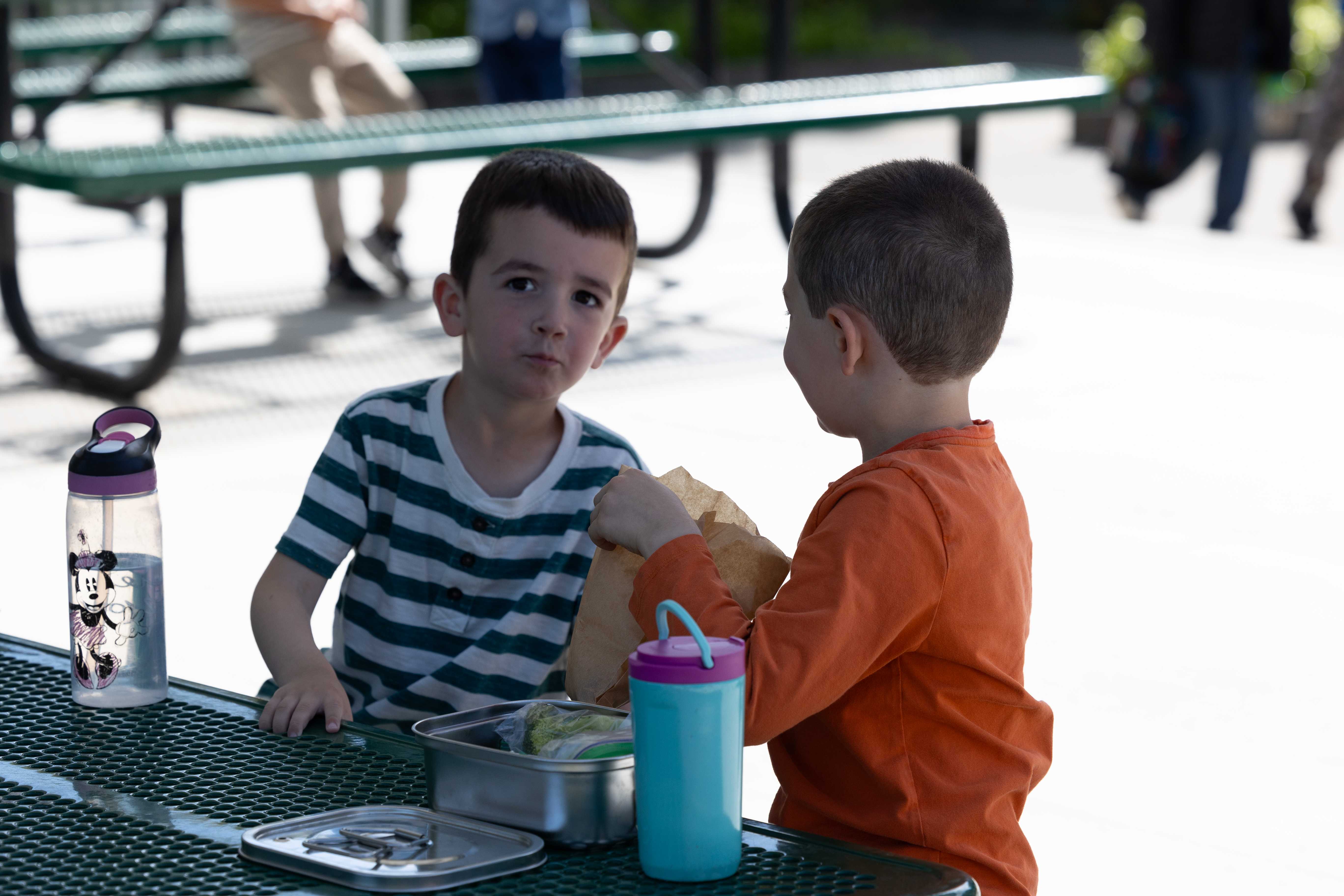 2 children eating lunch