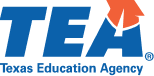 The logo for the Texas Education Agency, featuring bold blue letters 'TEA' and an orange shape above the letter A.