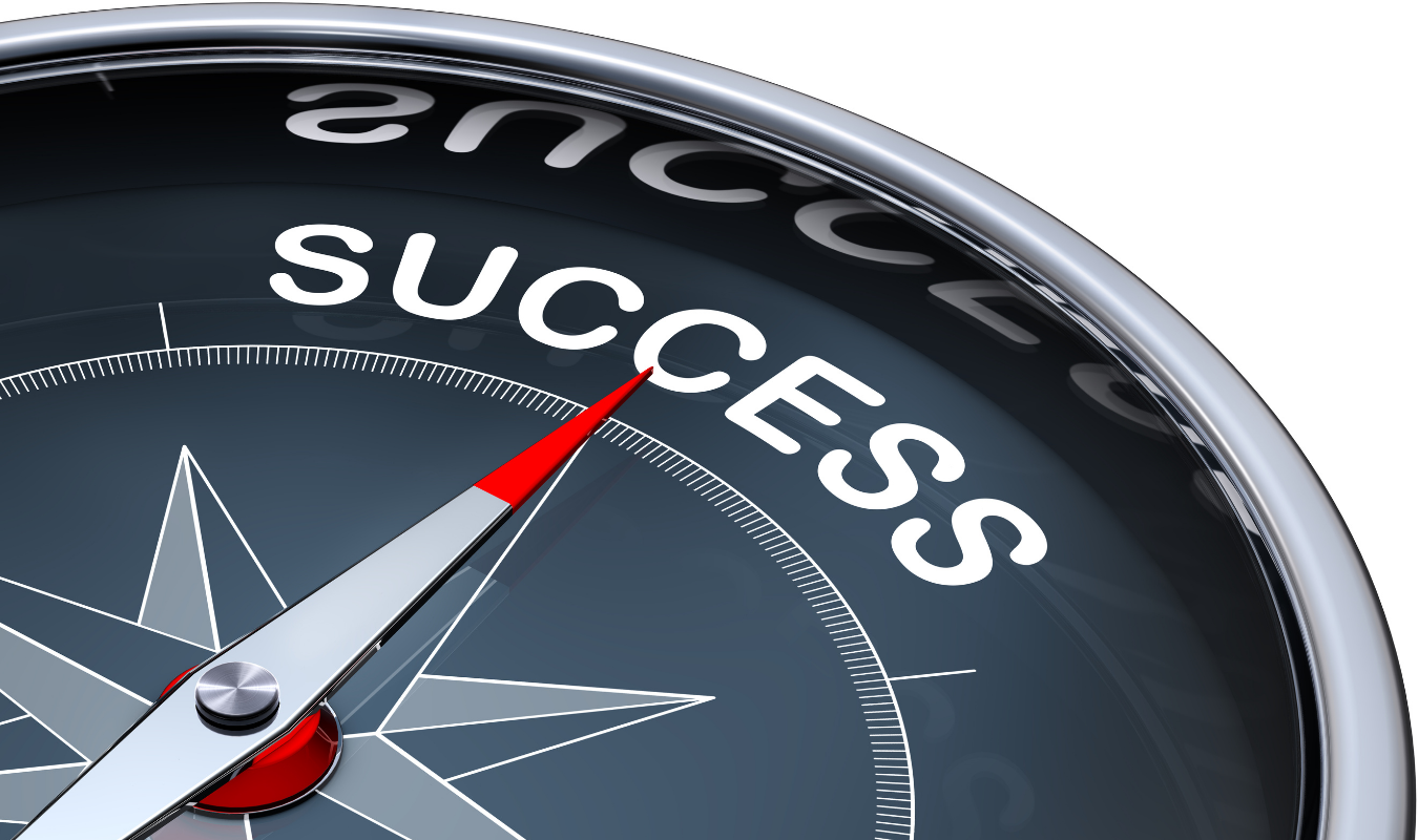 A compass points towards the word 'SUCCESS'.