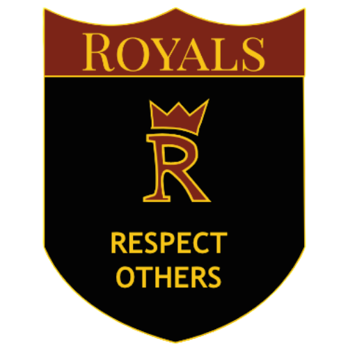 A shield-shaped logo with the word 'ROYALS' at the top.