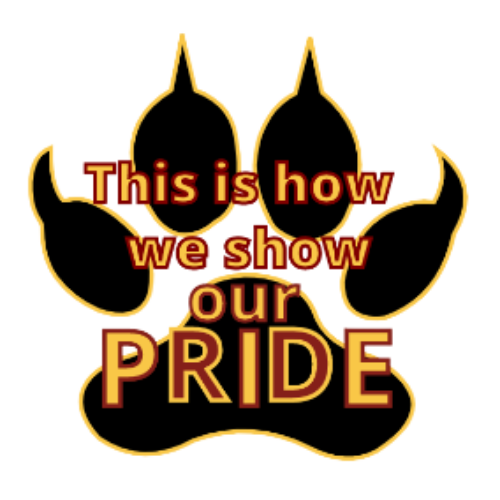 A paw print graphic with the words 'This is how we show our PRIDE'.
