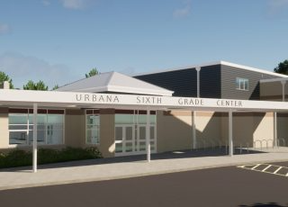 Exterior view of the Urbana Sixth Grade Center building.
