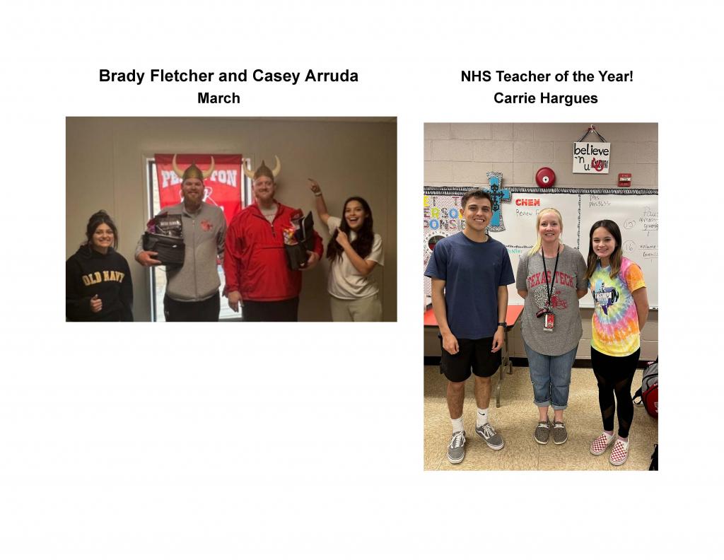 Perryton High School NHS Teachers of The Month