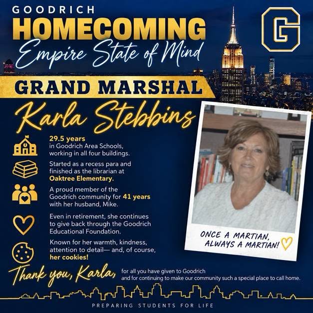  Karla Stebbins as the Grand Marshal for the Goodrich Homecoming