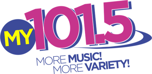 Logo for radio station MY 101.5, featuring text in various colors.