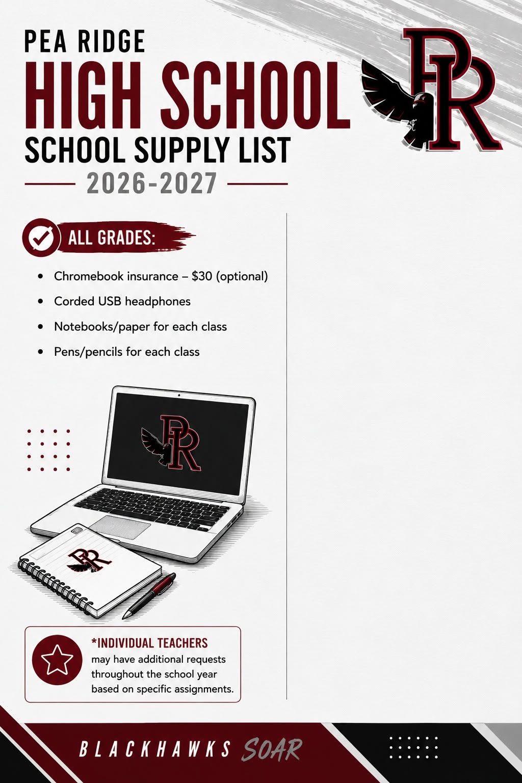high school supplies