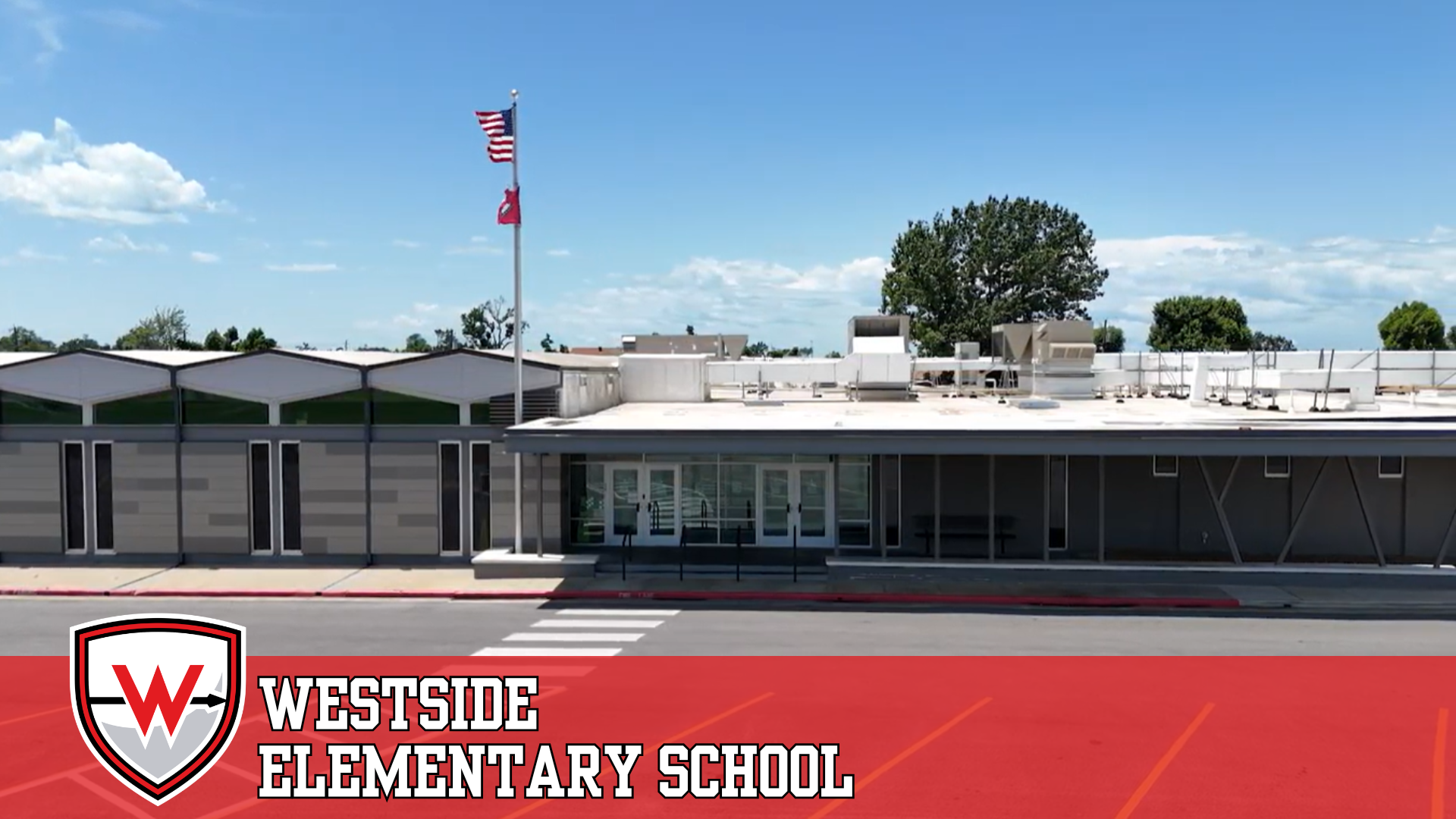 Exterior view of Westside Elementary School on a bright, sunny day.