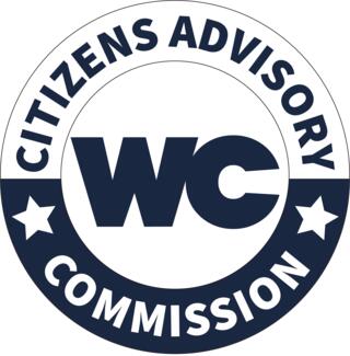 A circular logo with the text 'CITIZENS ADVISORY COMMISSION' around the border and 'WC' in large letters in the center.