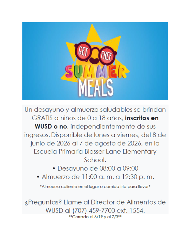 Poster advertising free summer meals for children aged 0-18, with a graphic of sunglasses and a sun.