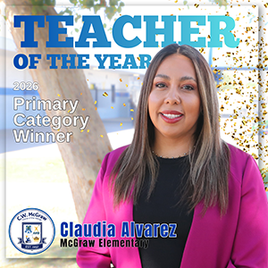Claudia Alvarez, winner of the 2026 Primary Category Teacher of the Year award.