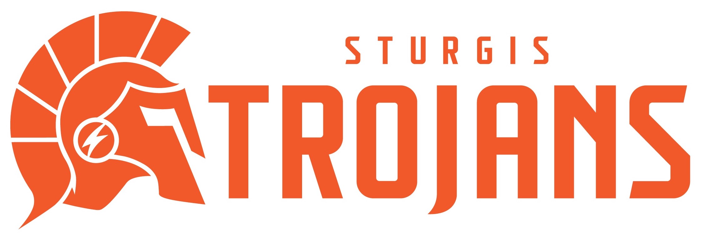 The Sturgis Trojans logo features an orange Spartan helmet and the team name.